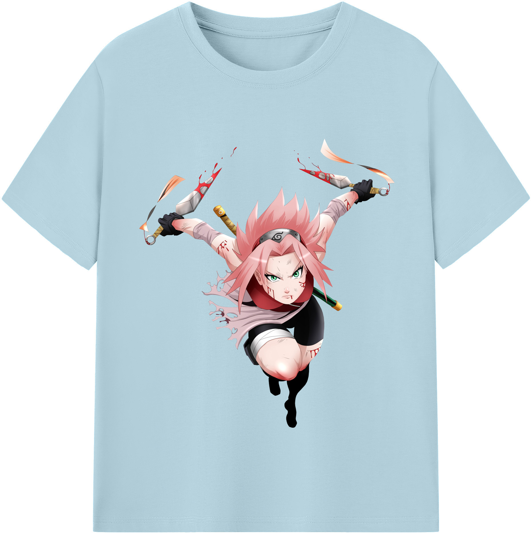 （画像用） NARUTO -ナルト- 春野サクラ Haruno Sakura 綿100％半袖Tシャツ（フロントプリント）